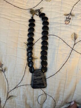 Bold Black Beaded Statement Necklace